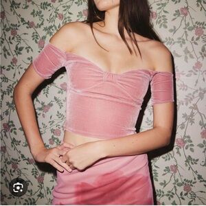 Kimchi Blue Esme Velvet Off-Shoulder Top